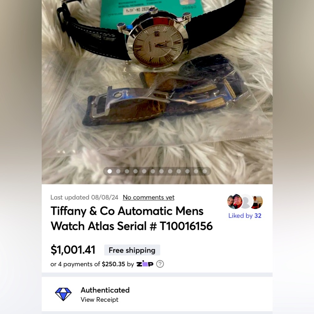 Tiffany & Co Automatic Mens Watch Atlas Serial # T10016156